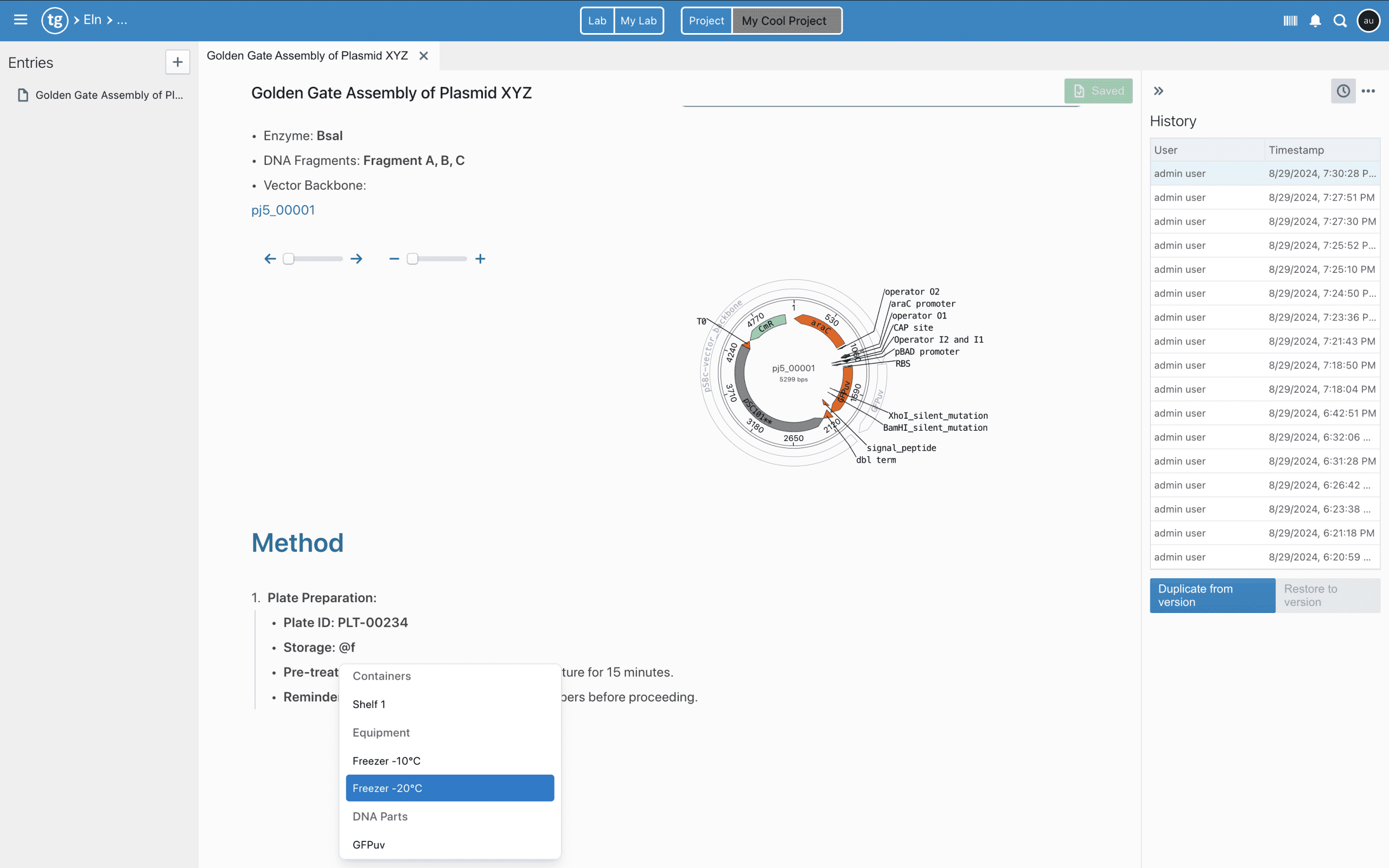 TeselaGen ELN data visualization