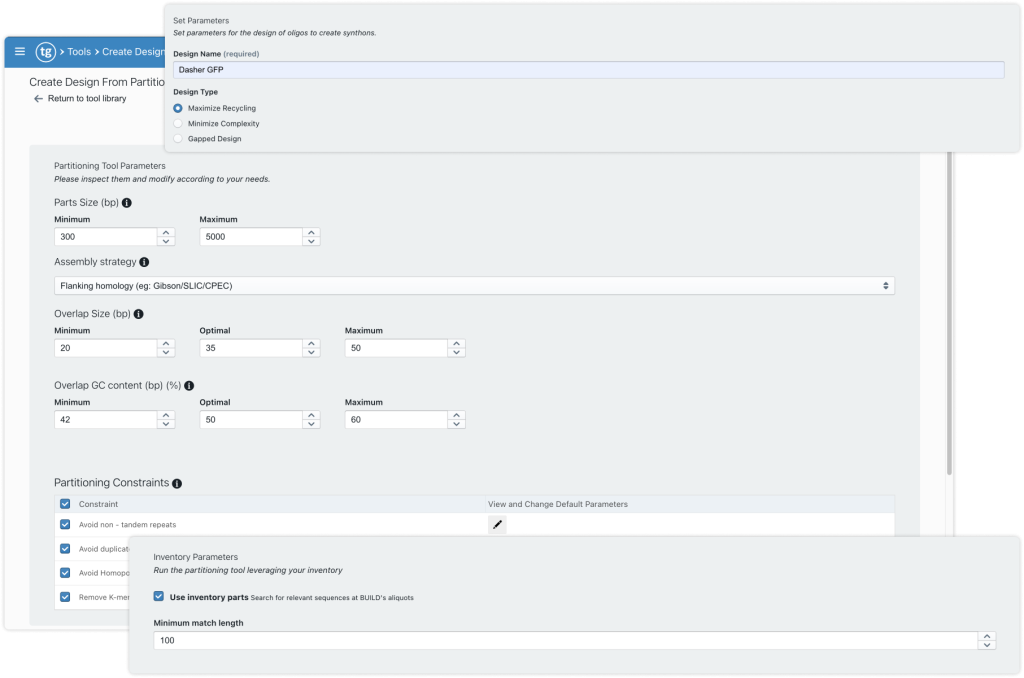 TeselaGen partitioning tool